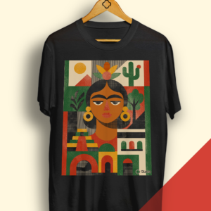 T-shirt preta - Frida Kahlo Geométrica