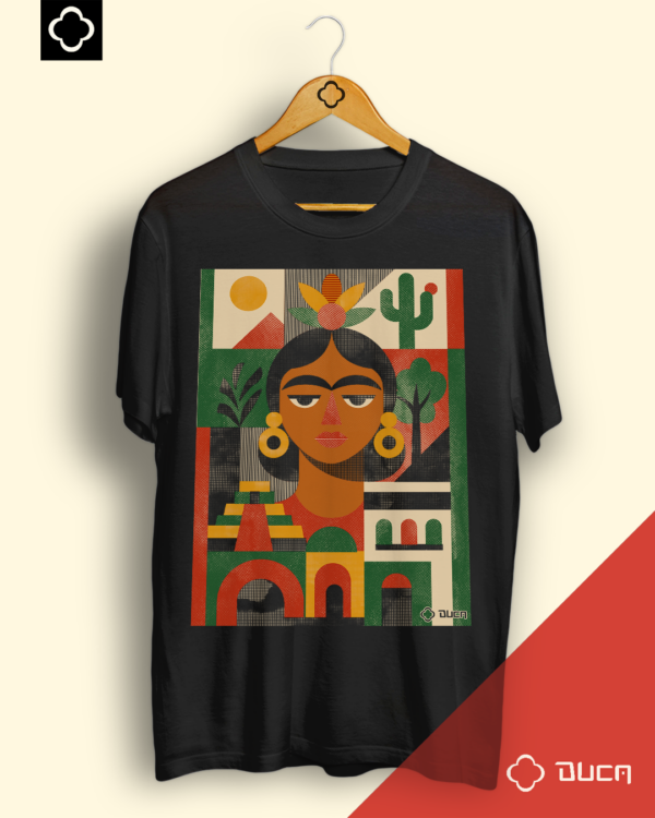 T-shirt preta - Frida Kahlo Geométrica