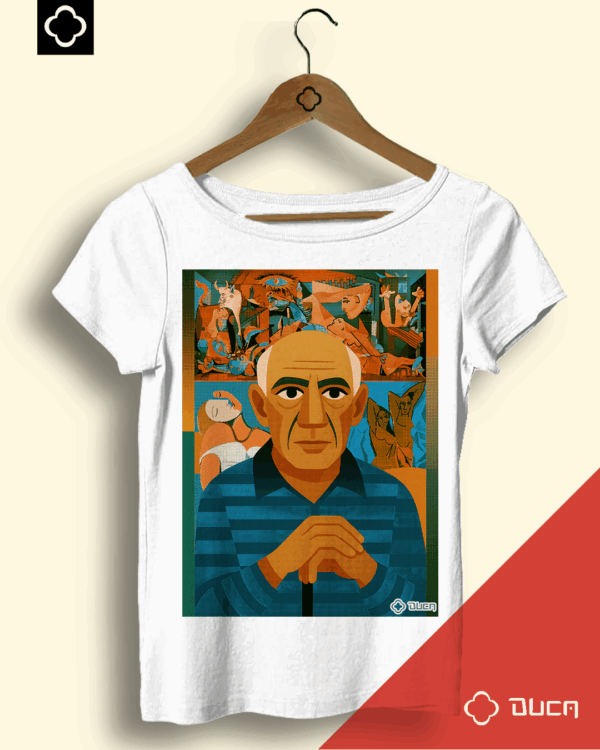 Baby Look Branca - Pablo Picasso Geométrico