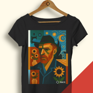Baby Look Preta - Van Gogh Geométrico