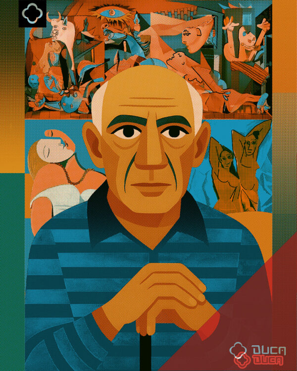 Baby Look Branca - Pablo Picasso Geométrico - Image 2