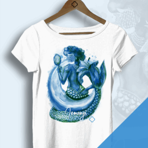 Baby look Branca - Iemanjá em aquarela