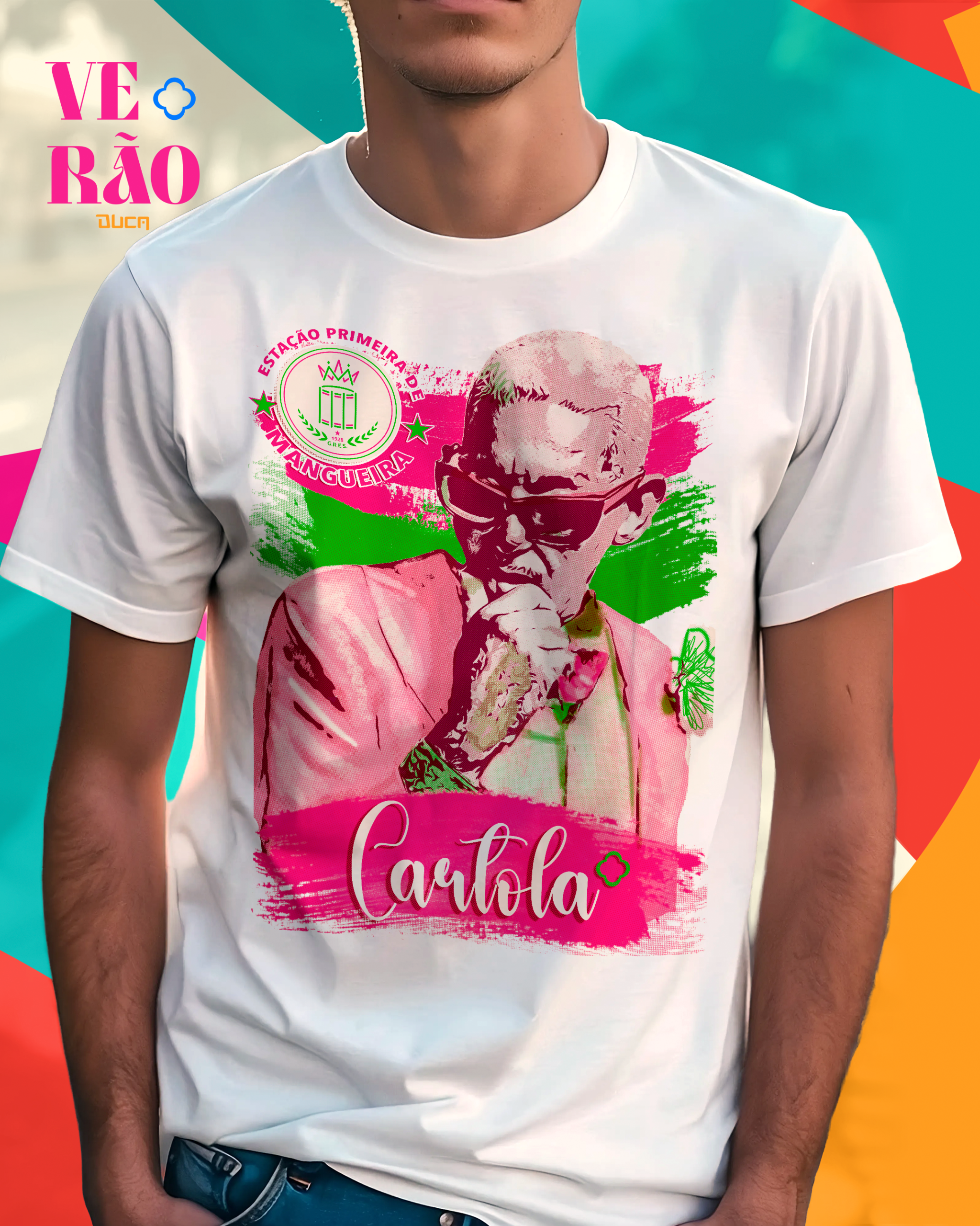 T-shirt Branca - Cartola - Estação primeira de Mangueira